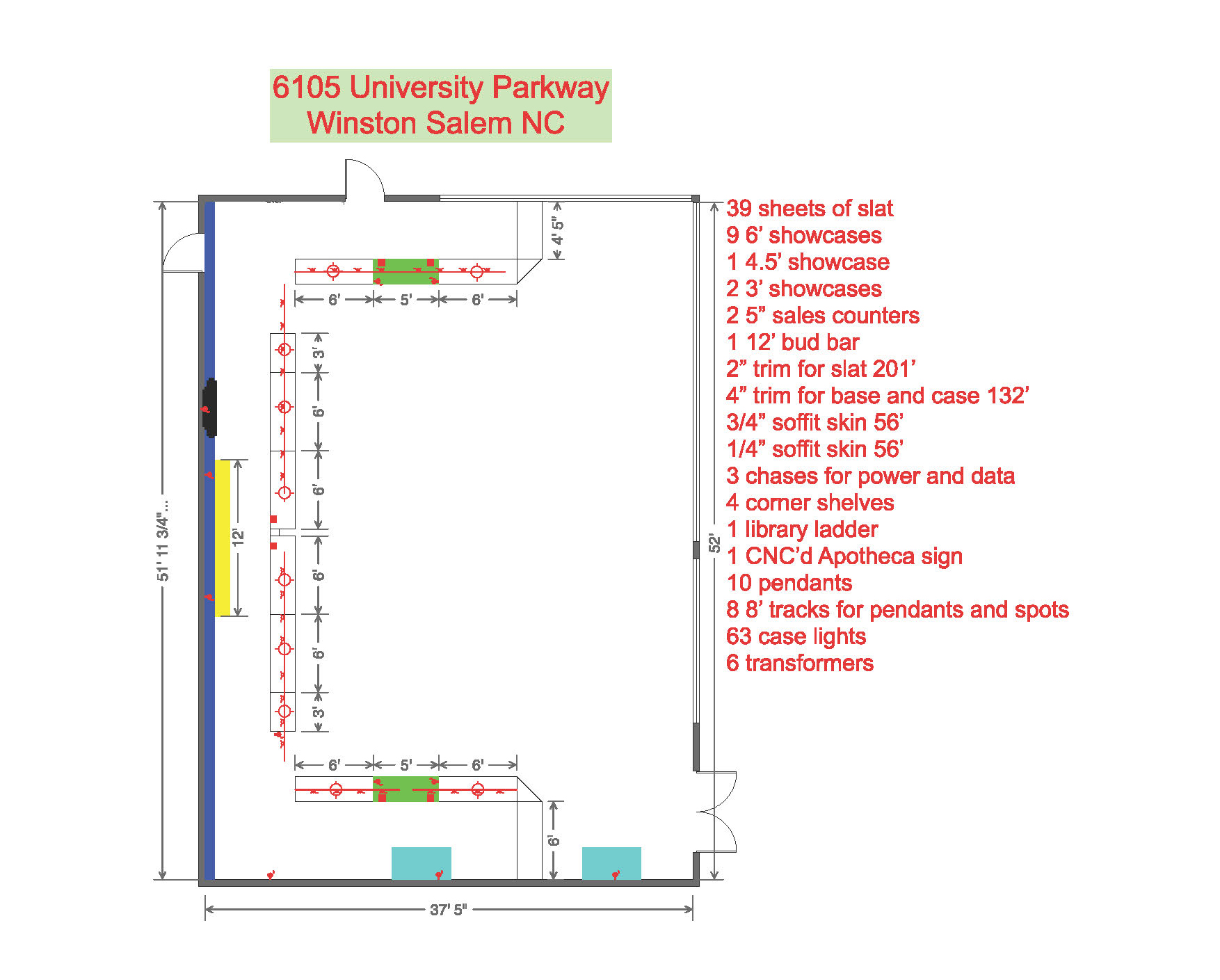 Design drawing for 6105 University Parkway, Winston-Salem