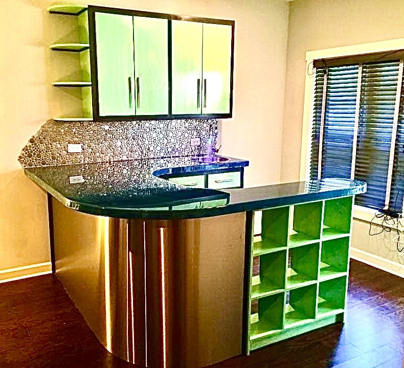 Custom kitchenette with epoxy countertop
